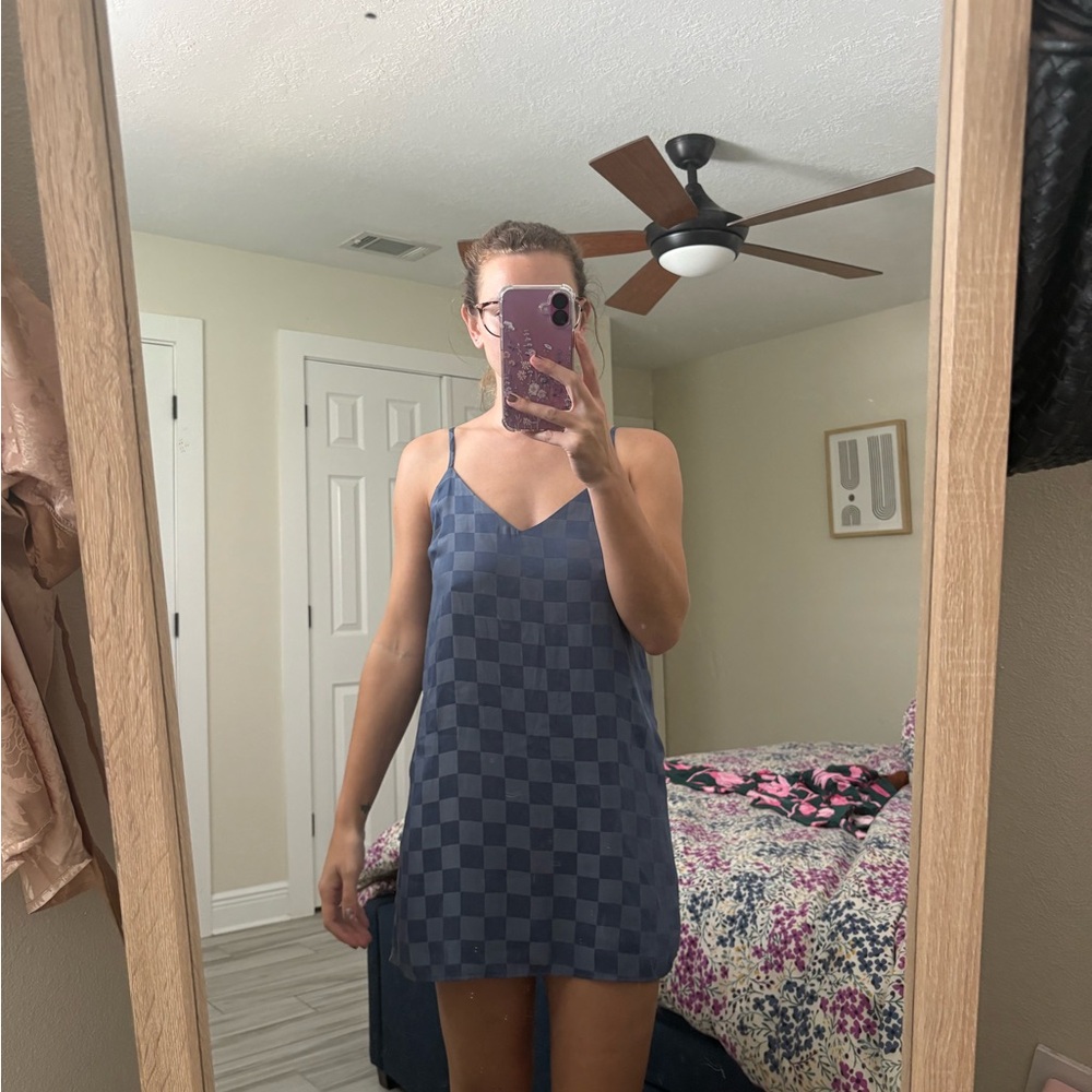 Blue Blush Checkered Mini Dress - Blue